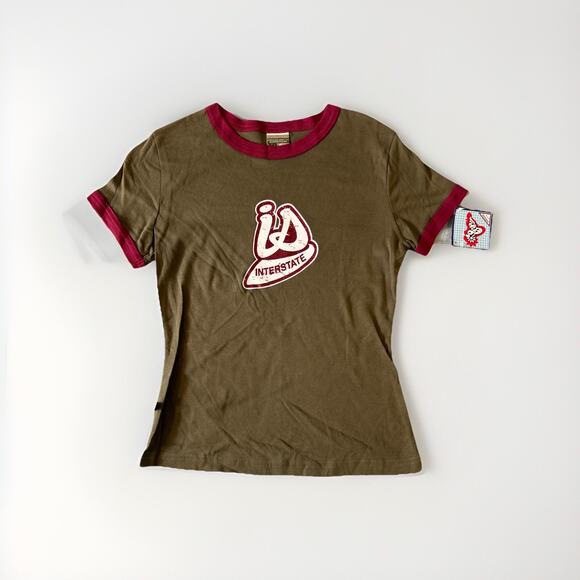 Y2s 2000s Deadstock Interstate Jeans Shirt Top Girls Youth large Classic Green - Picture 1 of 12